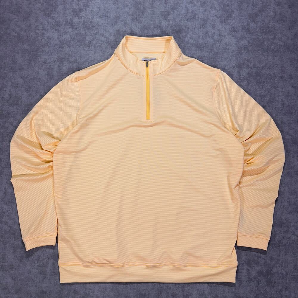 Peter Millar Perth Orange striped activewear casual preppy golf 1/4 zip mens XL